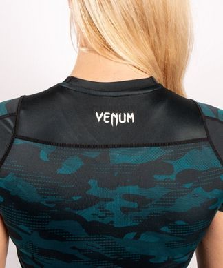 Женский рашгард Venum Defender Rashguard Short Sleeves Black Green, Черный-Зеленый, XS