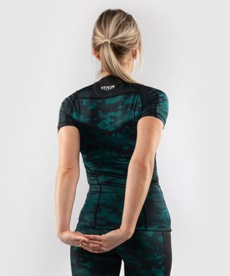 Женский рашгард Venum Defender Rashguard Short Sleeves Black Green, Черный-Зеленый, XS