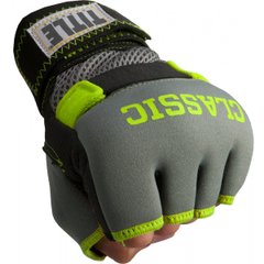 Бинты-перчатки TITLE Boxing Classic Gel-X Wraps Серые с салатовым, S