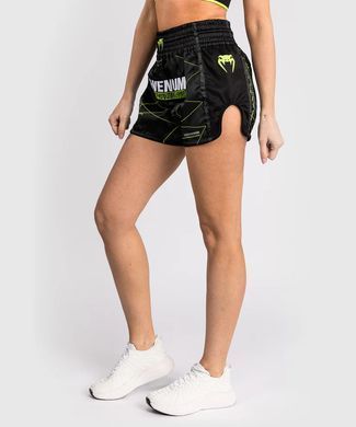 Женские тайские шорты Venum Training Camp 4.0 Muay Thai Short - Black/Neon Green, Черный, XS