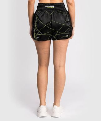 Женские тайские шорты Venum Training Camp 4.0 Muay Thai Short - Black/Neon Green, Черный, XS