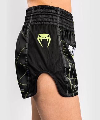 Женские тайские шорты Venum Training Camp 4.0 Muay Thai Short - Black/Neon Green, Черный, XS