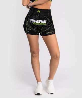 Женские тайские шорты Venum Training Camp 4.0 Muay Thai Short - Black/Neon Green, Черный, XS