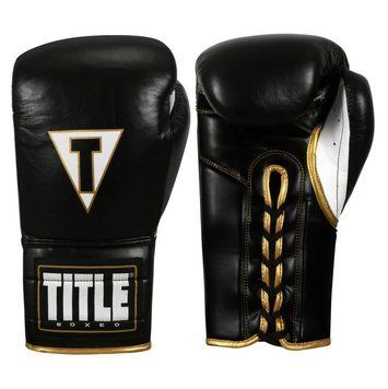 Боксерські рукавички TITLE Boxeo Mexican Leather Lace Training Quatro Чорні 14oz
