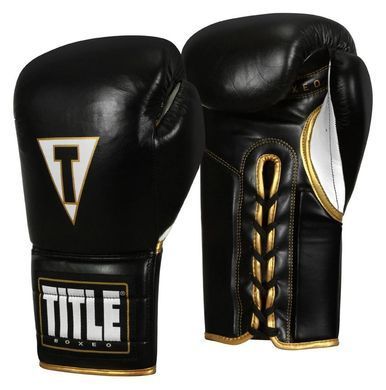 Боксерські рукавички TITLE Boxeo Mexican Leather Lace Training Quatro Чорні 14oz