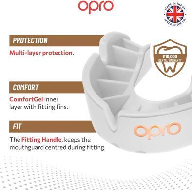 Детская капа OPRO Bronze Level White Mouthguard Youth, Белый