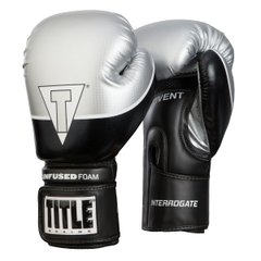 Боксерские перчатки TITLE Infused Foam Interrogate Training Черные с серебром, 16oz, 16oz