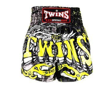 Шорты для тайского бокса Twins TBS-Graffiti Yellow Black, S