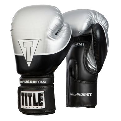 Боксерські рукавички TITLE Infused Foam Interrogate Training Чорні з сріблом, 16oz, 16oz