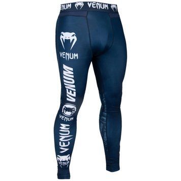 Компрессионные штаны Venum Logos Tights Navy Blue White, Темно-синий, S