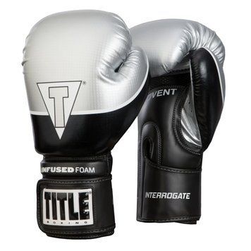 Боксерские перчатки TITLE Infused Foam Interrogate Training Черные с серебром 18oz