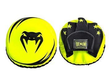 Лапи Venum Elite Thick Coaching Mitts Leather Mini (Pair) Neo Yellow Black, Універсальний