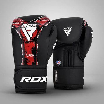 Боксерські рукавиці RDX F-17 Aura Plus Boxing Gloves Black Red, 10 oz