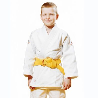 Біле дитяче кімоно для хлопчиків, дзюдо, TM BUDOGI серія BEGINNER, зріст 110 см, щільність 350 гр/м.кв.