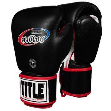 Боксерские перчатки TITLE Muay Thai Leather Trening Черные 18oz