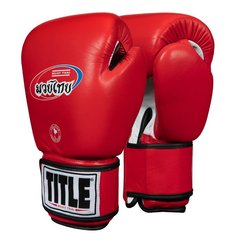 Боксерские перчатки TITLE Muay Thai Leather Trening Красные, 12oz, 12oz