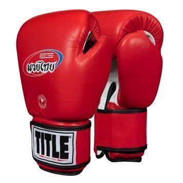 Боксерские перчатки TITLE Muay Thai Leather Trening Красные 12oz