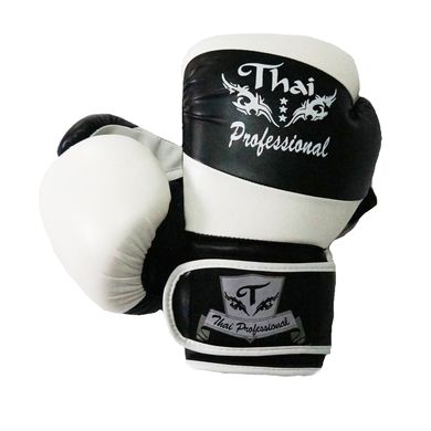 Боксерские перчатки Thai Professional BG7 Белые с черным, 10oz, 10oz