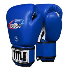 Боксерские перчатки TITLE Muay Thai Leather Trening Синие, 12oz, 12oz
