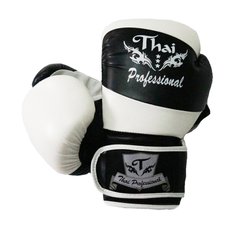 Боксерские перчатки Thai Professional BG7 Белые с черным, 12oz, 12oz