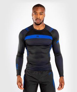 Рашгард Venum Nogi 3.0 Long Sleeves Rashguard Black Blue, Черный-Синий, XS