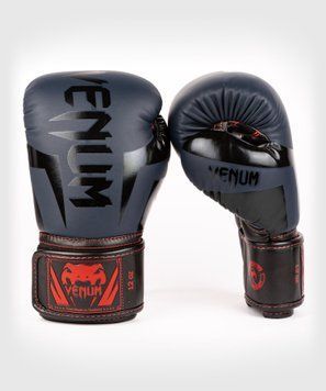 Боксерские перчатки Venum Elite Boxing Gloves Navy Blue Black Red, 8 oz
