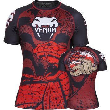 Рашгард Venum Crimson Viper Rashguard Short Sleeves Black Red, Чорний-Червоний, S
