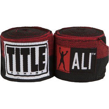Бинты боксерские эластичные TITLE Boxing Muhamed Ali Semi-Stretch Черные с красным 4,5м