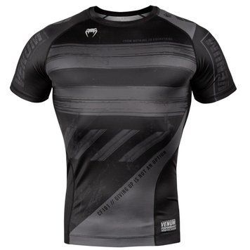 Компрессионная футболка Venum AMRAP Comression T-shirt Short Sleeves Black Grey, Черный-Серый, XS