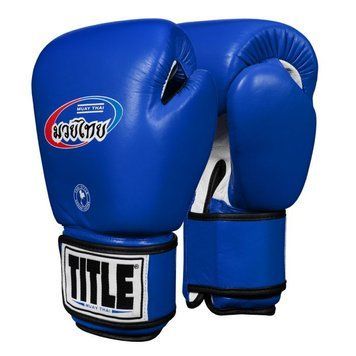 Боксерские перчатки TITLE Muay Thai Leather Trening Синие 12oz