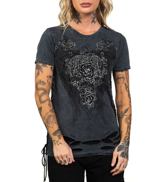 Жіноча футболка Affliction Secret Garden Charcoal Black Lava Tint, XS