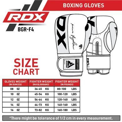 Боксерские перчатки RDX F4 Boxing Gloves Hook & Loop Red Black, 16 oz