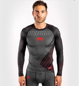 Рашгард с длинным рукавом Venum Contender 5.0 Rashguard Black Red, Cерый, XS