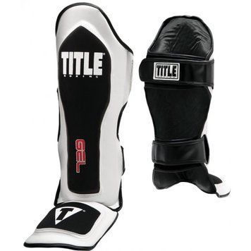 Защита ног TITLE GEL Elite Pro Shin & Instep Guards Белая с черным M