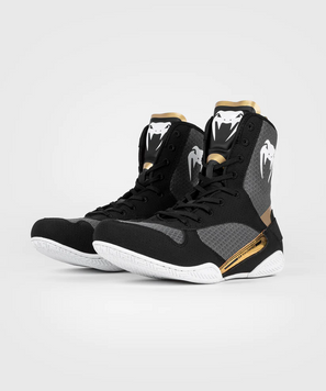 Боксерки Venum Elite Boxing Shoes Black White Gold, 40