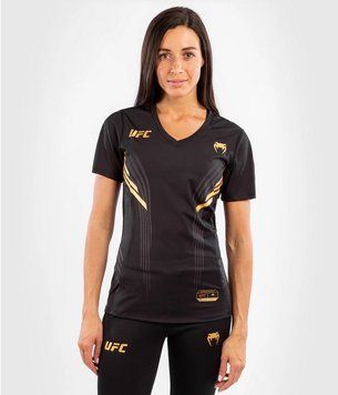 Женская футболка Venum Authentic UFC FightNight Dry Tech Black Gold, XS