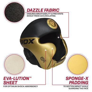 Шолом RDX L1 Mark Pro Cheek Boxing Training Head Guard Golden, S