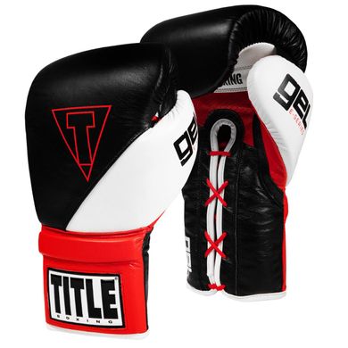 Боксерські рукавички TITLE GEL E-Series Lace Training Чорні з білим і червоним, 16oz, 16oz