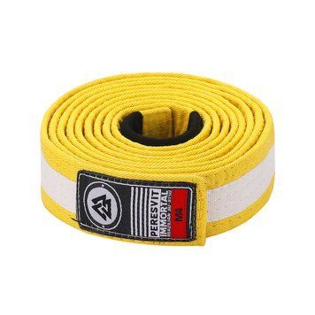 Детский пояс для кимоно Peresvit Kids BJJ Gi Belt Yellow White Stripe, Желтый-Белый, M1