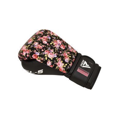 Женские боксерские перчатки RDX FL5 Floral Boxing Gloves Black, 12 oz
