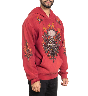 Толстовка Affliction Toxic Tavern Po Hood Vtg. Red Potassium Spray, Красный, M