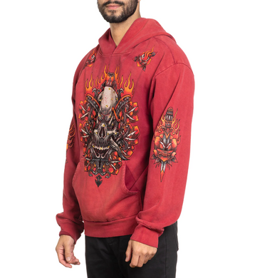 Толстовка Affliction Toxic Tavern Po Hood Vtg. Red Potassium Spray, Красный, M