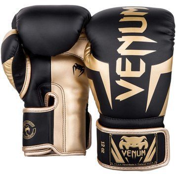 Боксерские перчатки Venum Elite Boxing Gloves Black Gold, 8 oz