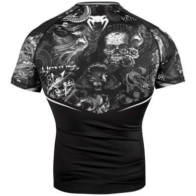 Рашгард Venum Art Short Sleeves Rashguard Black White, Cерый, XS