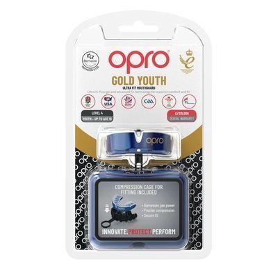 Дитяча капа Opro Self-fit GEN5 Youth Gold Dark Blue Pearl, Синій