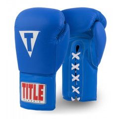 Боксерские перчатки TITLE Classic Originals Leather Training Gloves Lace 2,0 Синие, 14oz, 14oz