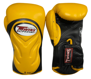 Боксерские перчатки Twins Velcro Extra Design BGVL6 Black Yellow, 16 oz