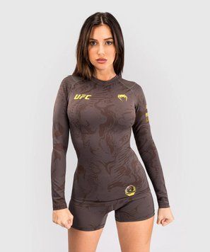 Жіночий рашгард UFC Venum FIGHT WEEK 4.0 Women's Rashguards Dark Brown, Коричневий, XS