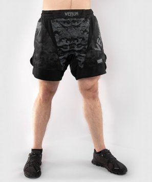 Шорти для MMA Venum Defender Fightshorts Dark Camo, Чорний-Сірий, XL