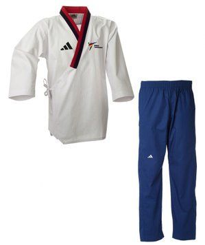 Добок для тхеквондо ADIDAS POOMSAE для хлопців | біло-синій | adiTPYM02